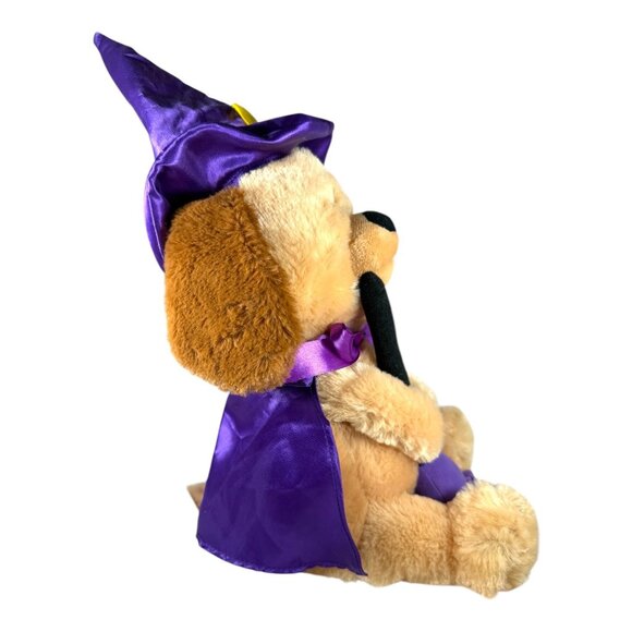 Singing dancing plush dog with purple witch hat broom & cape halloween holiday - Picture 4 of 9